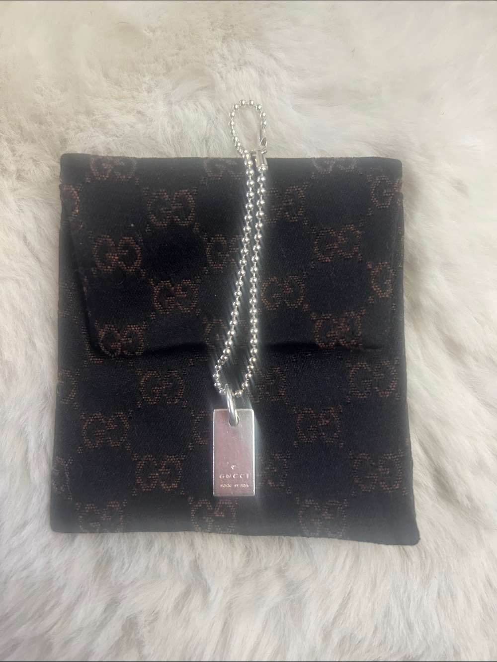 Gucci 925 sterling silver charm bracelet with pouch